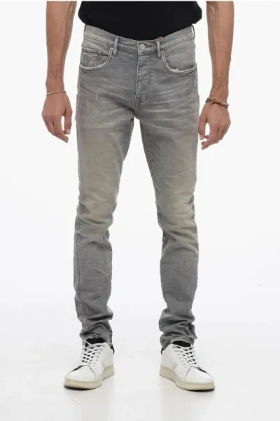 Purple Low Waisted Slim Fit Jeans 15cm In Gray