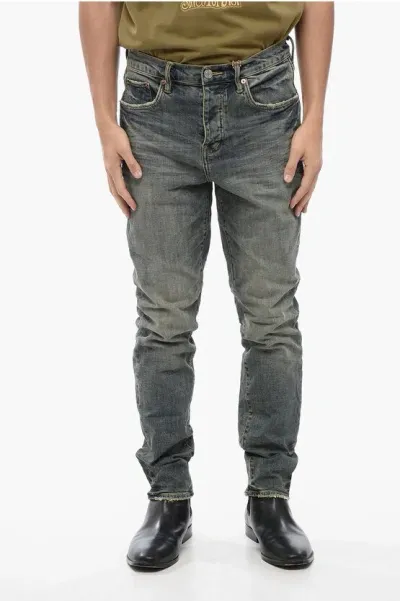 Purple Mid-waist Slim Fit Jeans In Gray