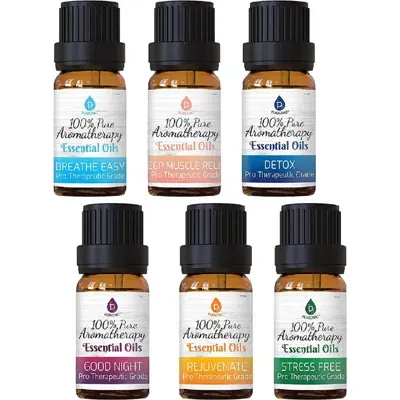 Pursonic 6 Pack Of 100% Pure Essential Aromatherapy Oils Blends In Multi