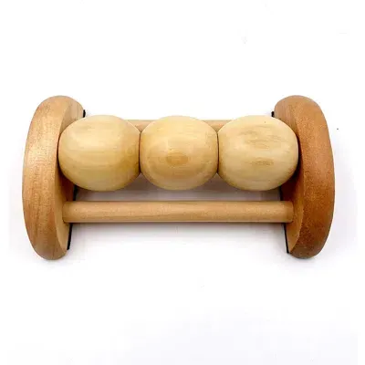 Pursonic All Natural Wooden Foot Massager Roller In Beige