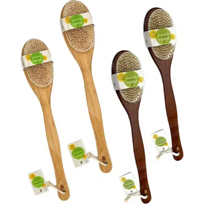 Pursonic Bath Body Brush With Long Wood Handle 4-piece Family Pack In Multicolor