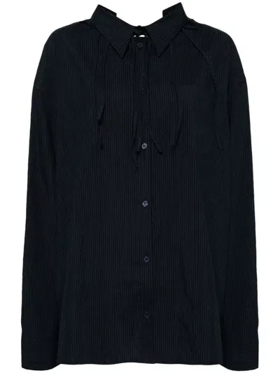 Pushbutton Back Tie Oversized Shirt In Blue