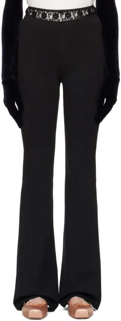 Pushbutton Black Panty Waist Lounge Pants