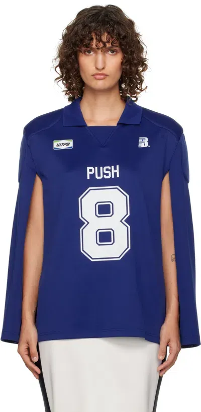 Pushbutton Blue Cape Style Jersey Polo