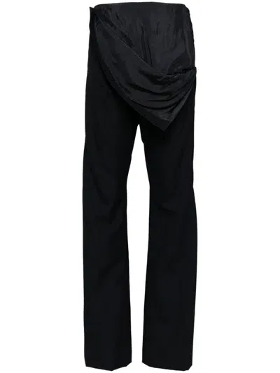 Pushbutton Waist-flipped Trousers In Blue