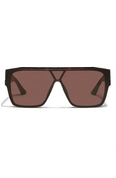 Quay Australia Tempo 55mm Shield Sunglasses In Dark Tortoise/brown