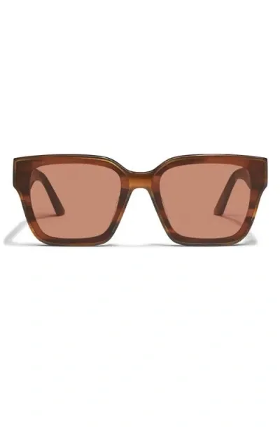 Quay Drive In 51mm Square Sunglasses In Dappled Green Tort,brown