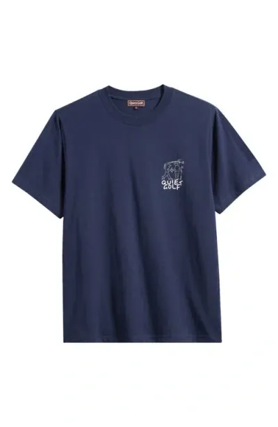 Quiet Golf The Bros Graphic T-shirt In Navy