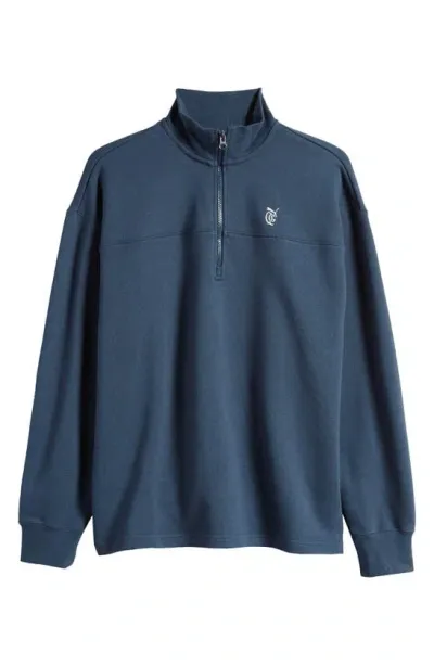 Quiet Golf X Qgc Half Zip Pullover In Dark Night