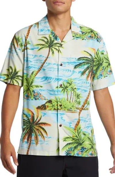 Quiksilver Dna Island Print Camp Shirt In Dna Island Aquifer Ss