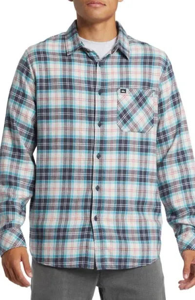 Quiksilver Ensign Classic Fit Plaid Flannel Button-up Shirt In White Marble Ensign Classic Fl