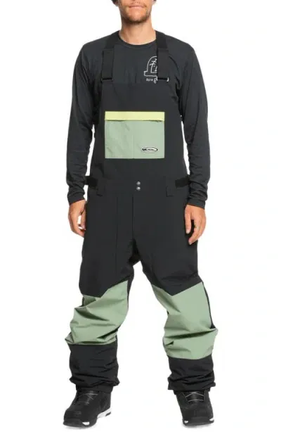 Quiksilver Fly High Water Resistant Snow Bibs In True Black