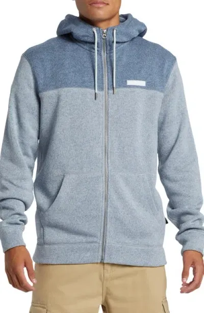 Quiksilver Keller Colorblock Fleece Lined Zip Hoodie In Ice Flow Heather