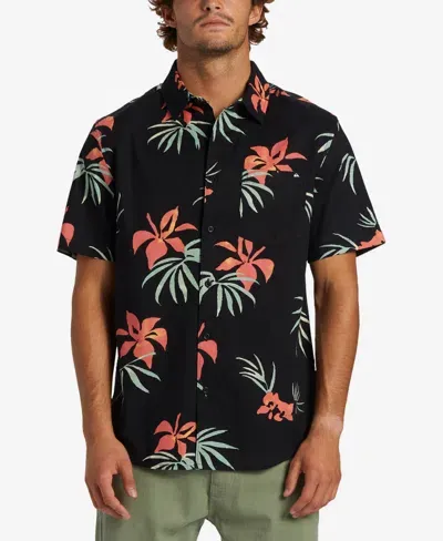 Quiksilver Men's Apero Classic Short Sleeve Button Down Shirt In Black Aop Mix Bag Short Sleeve