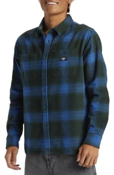 Quiksilver Mercury Plaid Organic Cotton Flannel Button-up Shirt In Corsucan Blue Mercury Flannel