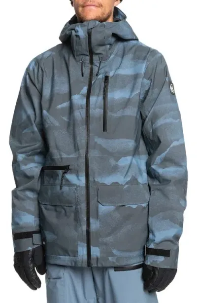 Quiksilver Quest Waterproof Hooded Snow Jacket In Mountain Spray Flint Stone