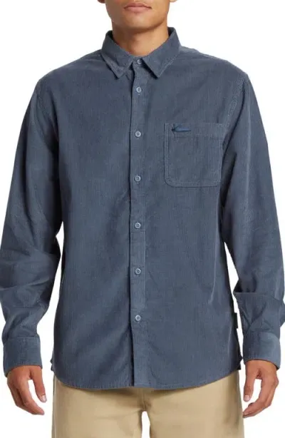 Quiksilver Smoke Trail Corduroy Button-up Shirt In Flint Stone