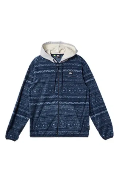 Quiksilver Surf Days Stripe Zip Front Hoodie In Surf Days- Dark Navy