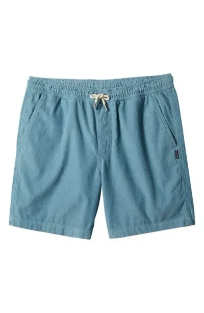 Quiksilver Taxer Corduroy Drawstring Shorts In Blue Shadow