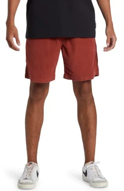 Quiksilver Taxer Corduroy Drawstring Shorts In Henna