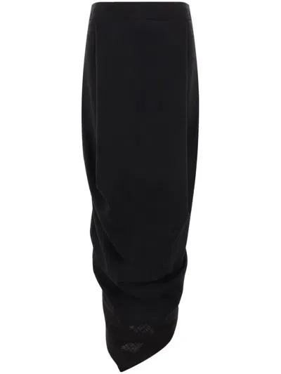 Quira Draped-design Midi Skirt In Black