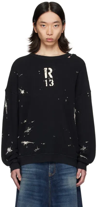 R13 Black Paint Splatter Sweatshirt In Acid Black