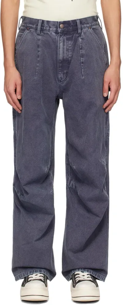 R13 Indigo Glen Carpenter Jeans In Deep Blue G/d Canvas