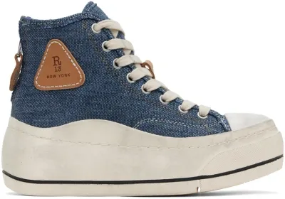 R13 Indigo Kurt Denim Sneakers In Blue