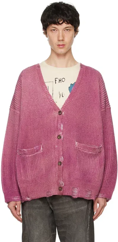 R13 Pink Oversized Cardigan In Raspberry Print