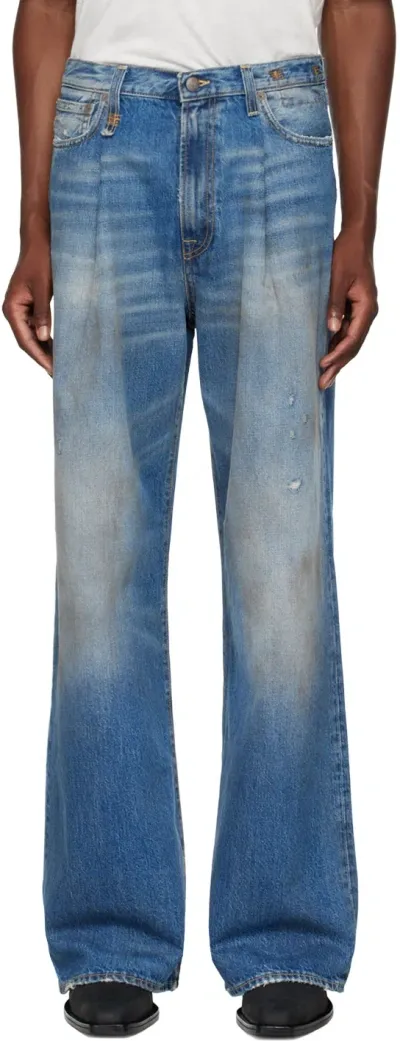 R13 Ssense Exclusive Blue Damon Pleated Jeans In Amber Blue