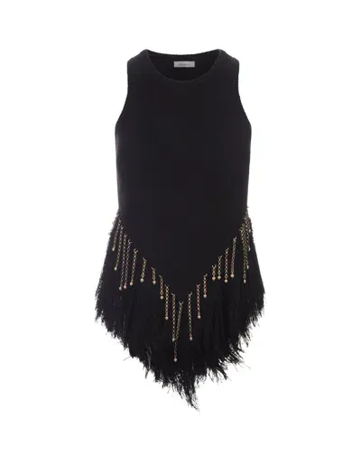 Rabanne Beaded Linen Top In Black