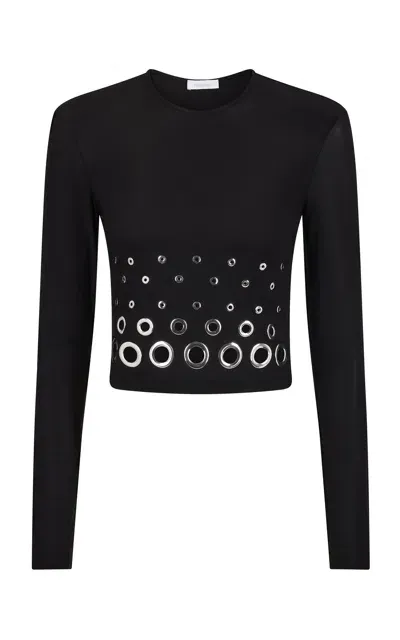 Rabanne Eyelet-detailed Crop Top In Black