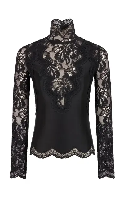 Rabanne Lace-paneled Satin Top In Black