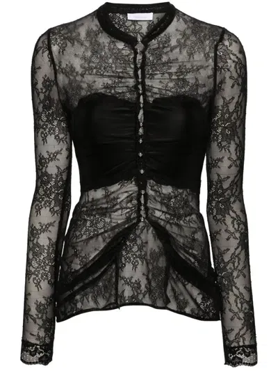 Rabanne Lace Semi-sheer Blouse In Black  