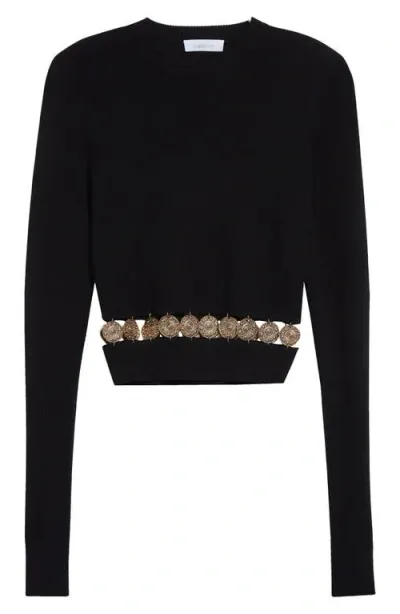 Rabanne Medallion Cutout Wool & Silk Sweater In Black