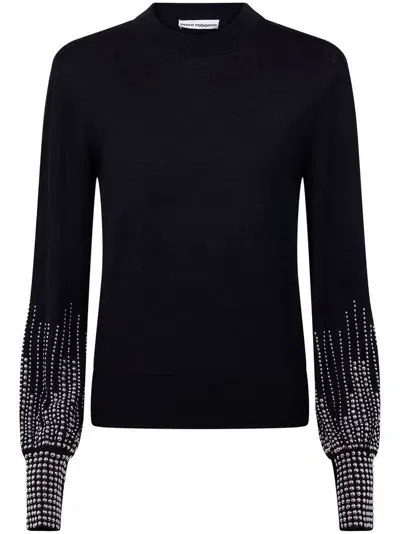 Rabanne Stud-cuffs Wool Jumper In Black