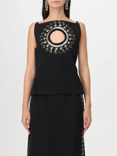 Rabanne Embellished Wool Top In Black