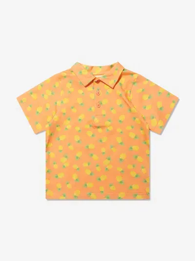 Rachel Riley Kids' Pineapple-print Polo Shirt In Orange