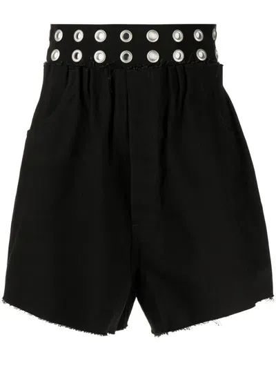 Raf Simons Eyelet-detail Denim Shorts In Black