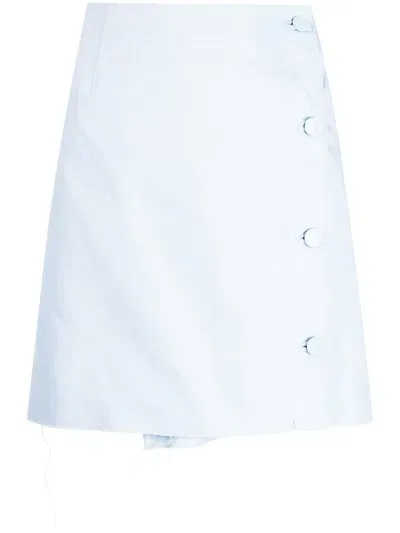 Raf Simons Frayed-hem Denim Miniskirt In Blue