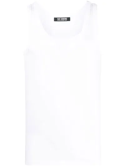 Raf Simons Logo-patch Cotton Tank Top In White