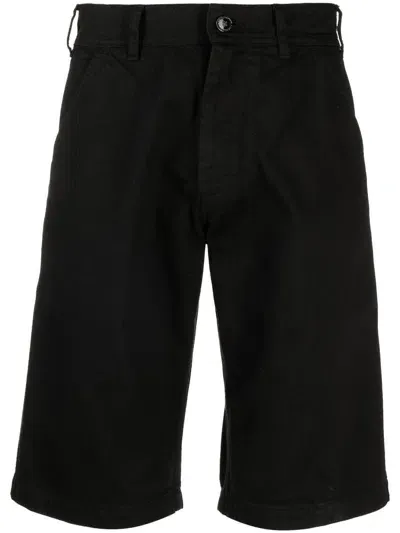 Raf Simons Skate Straight-leg Leather-trimmed Denim Shorts In Black