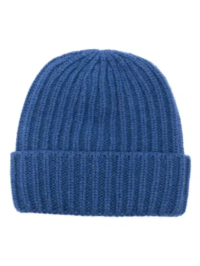 Raffaele Bettini Ribbed Beanie In Light Blue