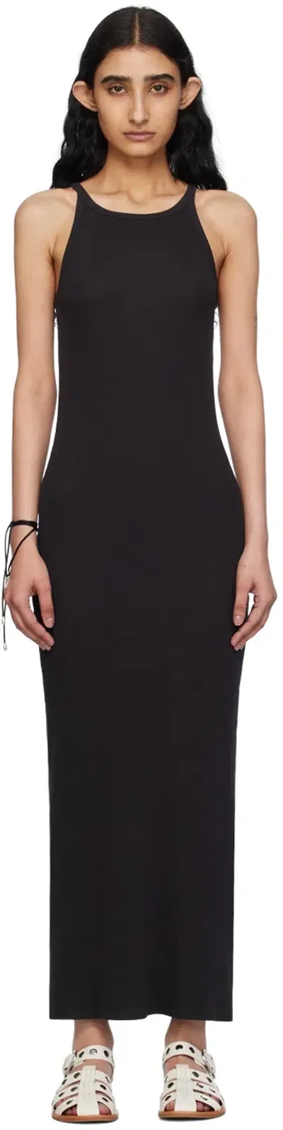 Rag & Bone Black 'the Essential Rib String Tank' Midi Dress