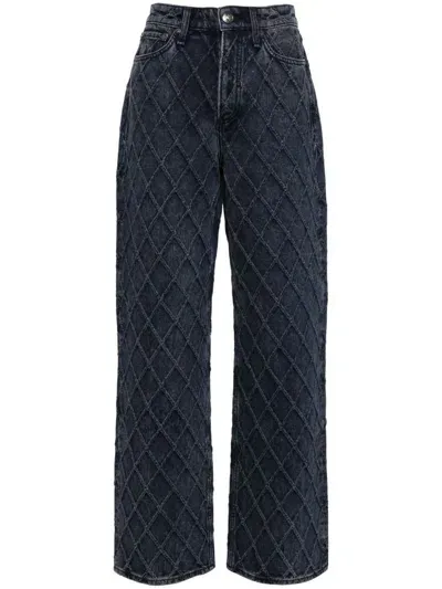 Rag & Bone Diamond-pattern Straight-leg Jeans In Blue