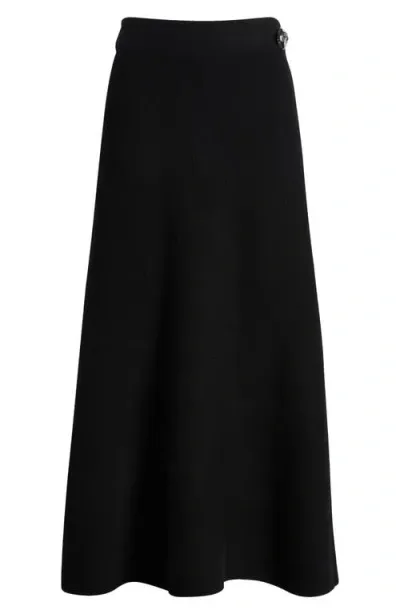 Rag & Bone Bridget Wool Blend Midi Skirt In Black