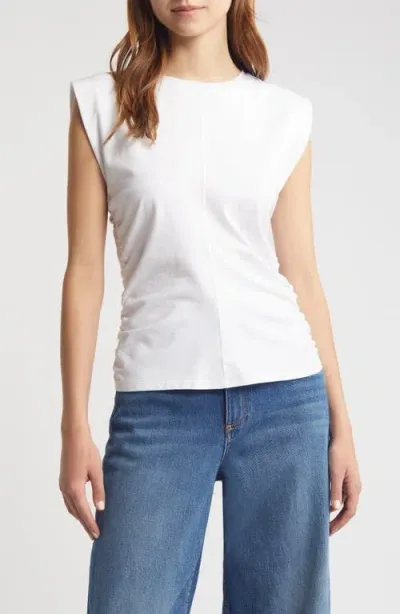 Rag & Bone Juliet Ruched Sleeveless Cotton T-shirt In White