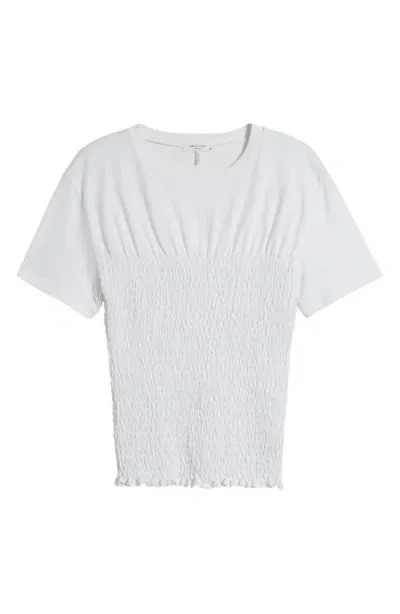 Rag & Bone Smocked Cotton Top In White