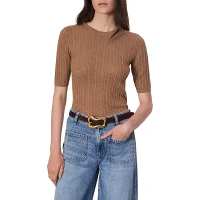 Rag & Bone Tina Merino Wool Crewneck Top In Camel