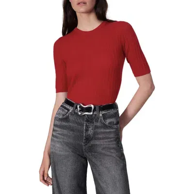 Rag & Bone Tina Merino Wool Crewneck Top In Red